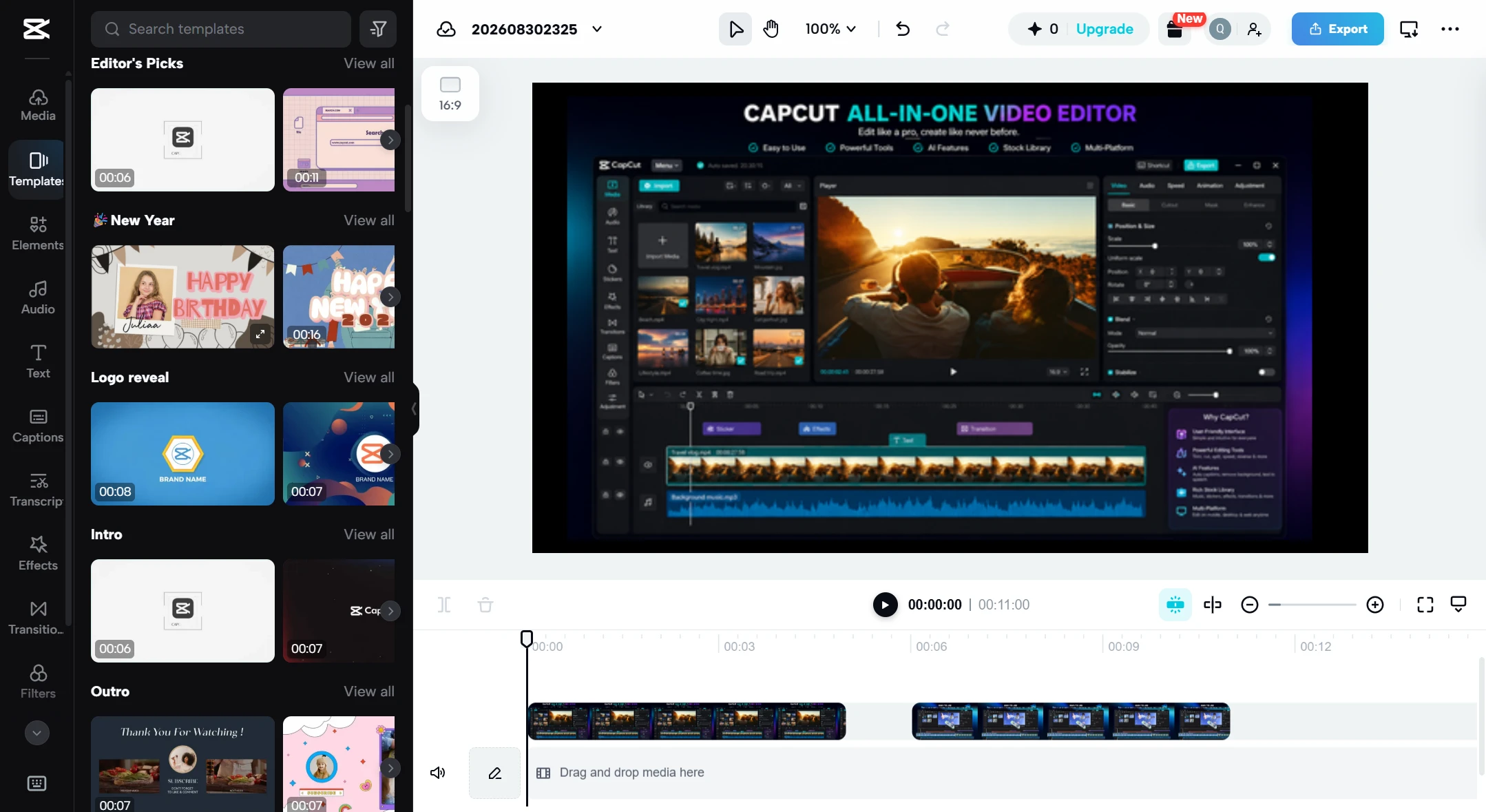 CapCut APK – editing timeline and tools interface
